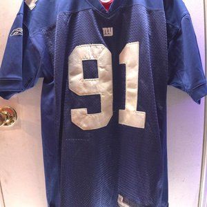 NEW YORK GIANTS # 91 JUSTIN TUCK REEBOK AUTHENTIC STITCHED VTG JERSEY MENS L